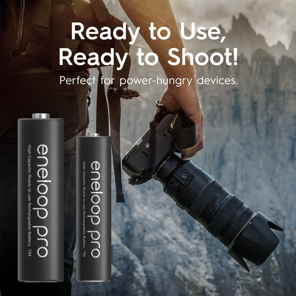 Eneloop Pro AAA Pre-Charged Rechargeable Batteries, 4-Pack (BK-4HCCE/4BT)