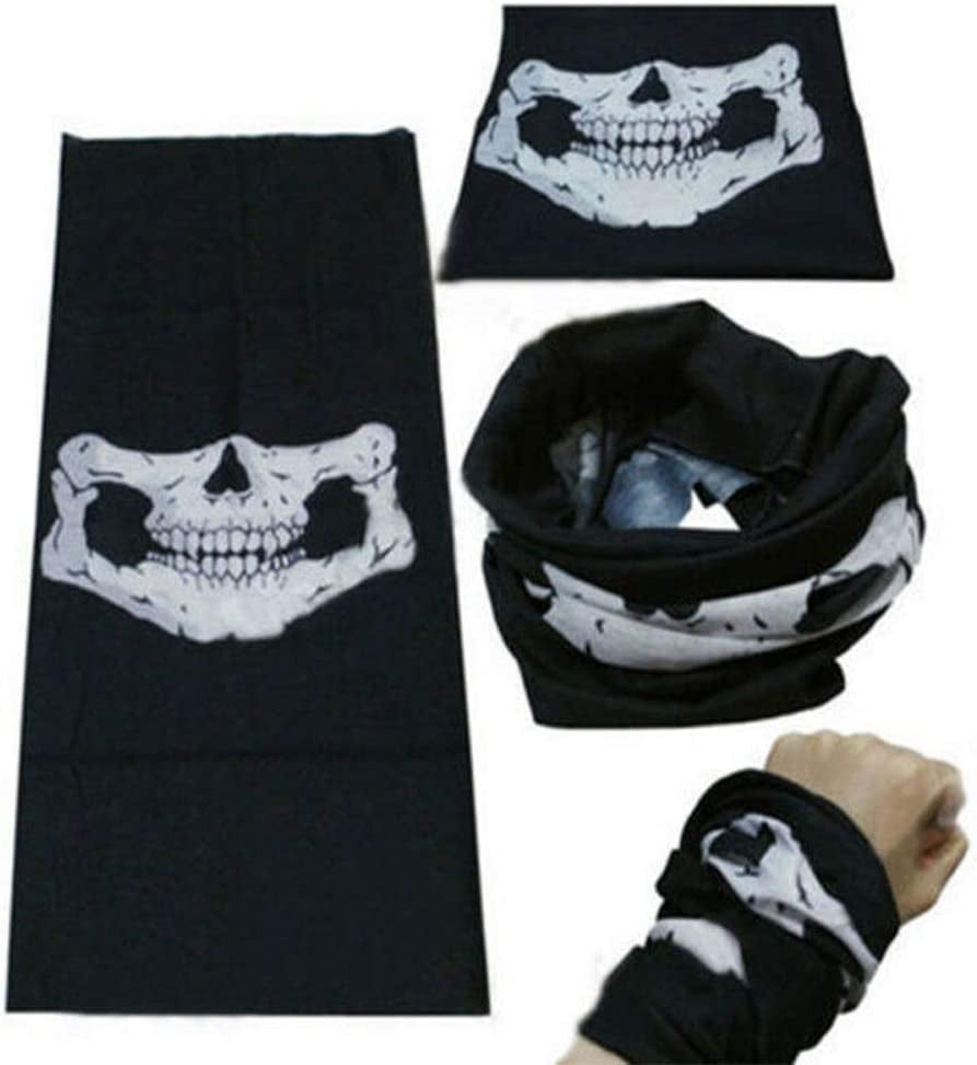 2 Pcs Motorcycle Face Skull Mask Half Face Motorbike Neck Headwear Outdoor Ski Skull Party Masks Sport Halloween Mask for Bike Motor Cycling