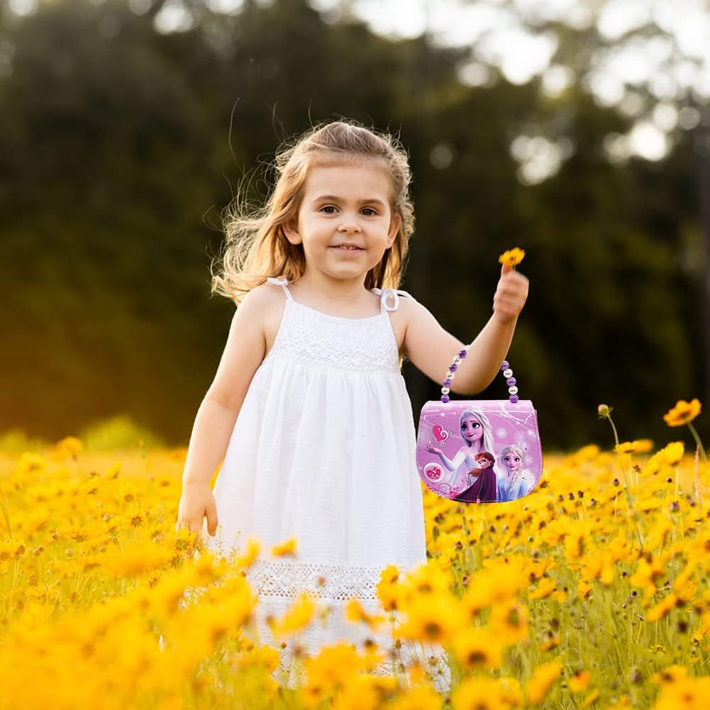 Elsa Handbag, Shoulder Bag, Anna and Elsa Children'S Handbag, Frozen Children'S Shoulder Bag, Elsa Bags, School Backpack with Adjustable Strap for Children Girls, Purple (18 X 15 X 7 Cm)