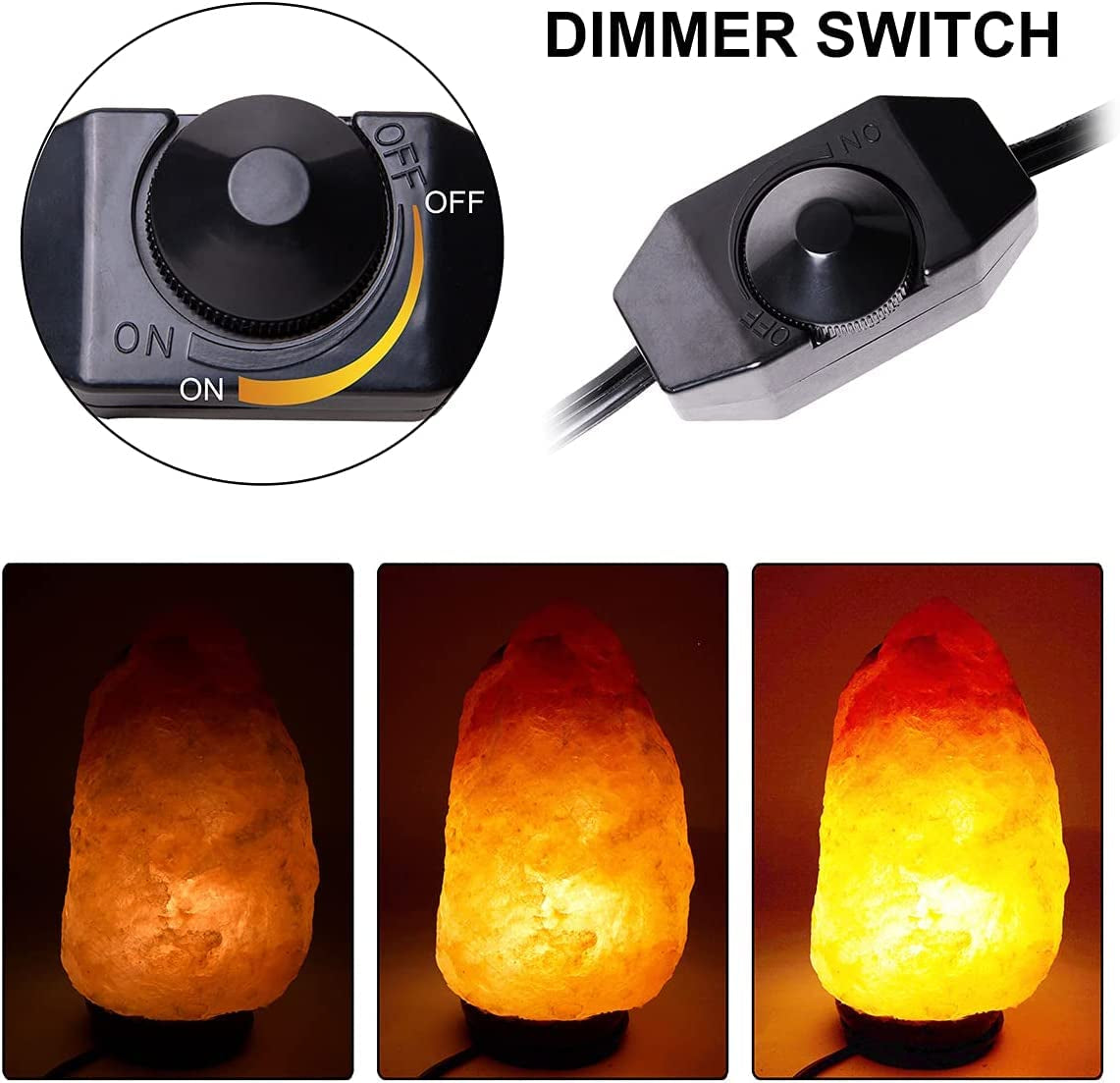 Salt Lamp Cord Replacement with Dimmer Switch and 3 Free Bulbs, Original Replacement Power Cord with Base Assembly E14 Socket & Metal Clip, for All Himalayan Crystal Salt Rock Lamp - 240V SAA Standard