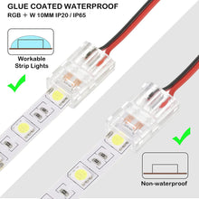 Load image into Gallery viewer, RGB LED Light Strip Connectors 20 Waterproof Adapter Transparent Solderless for Unwired Gapless Track Lighting Connector 5V 12V 24V (2 Pin, 10 Mm)
