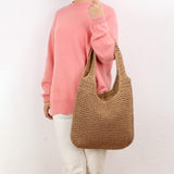 Handbag Boho Straw Handle Tote Storage Foldable