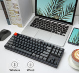 K8 Wireless Bluetooth/Usb Wired Mechanical Keyboard, Hot-Swappable Tenkeyless 87 Keys RGB LED Backlit Gateron Brown Switch N-Key Rollover, Aluminum Frame for Mac and Windows