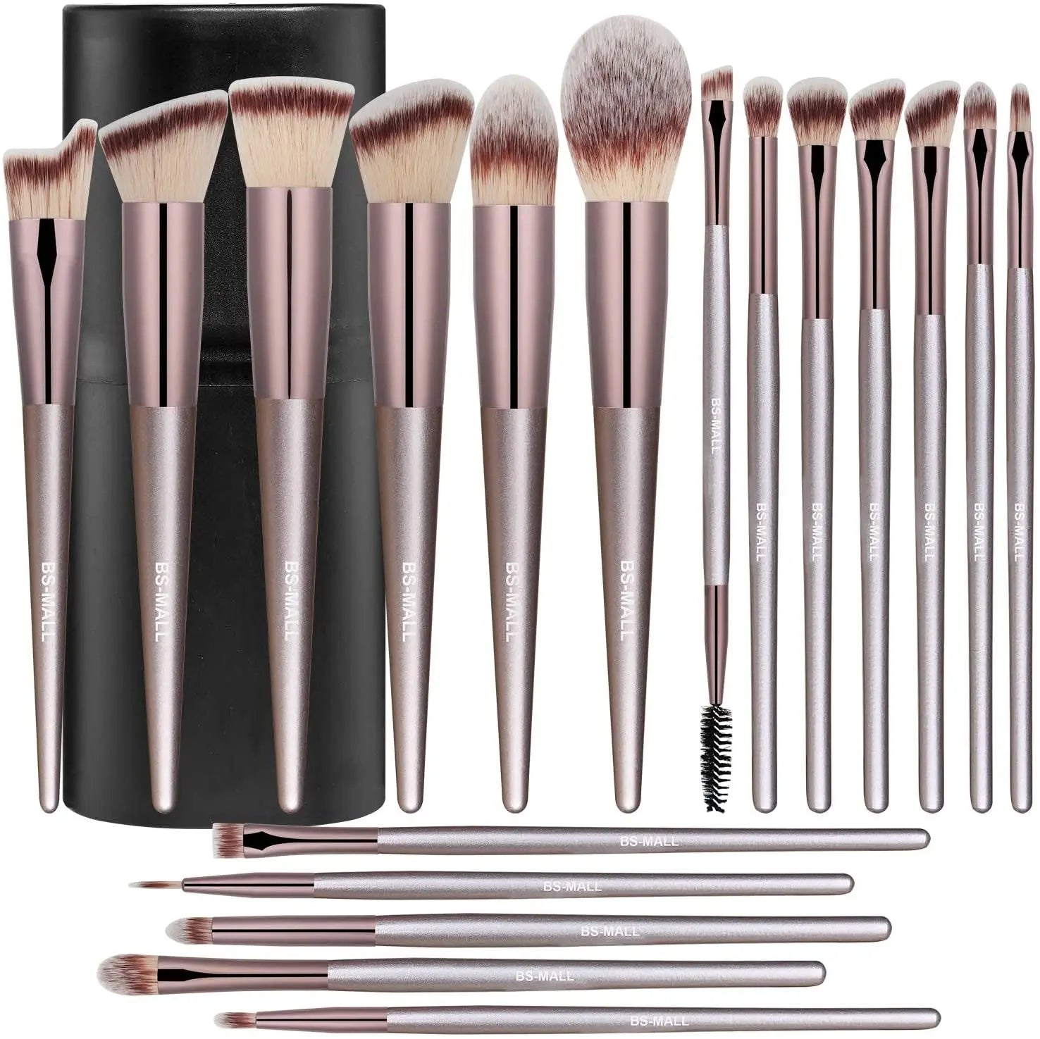 Makeup Brushes Premium Synthetic Foundation Powder Concealers Eye Shadows Silver Black Makeup Brush Sets(18 Pcs)