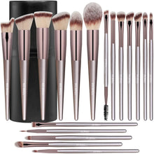 Load image into Gallery viewer, Makeup Brushes Premium Synthetic Foundation Powder Concealers Eye Shadows Silver Black Makeup Brush Sets(18 Pcs)
