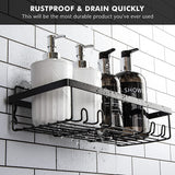 Shower Caddy Shelf Organizer Rack, Self Adhesive Black Bathroom Shelves Basket, Home Farmhouse Wall Shower inside Organization and Storage Decor Rv Accessories, First Apartment Essentials