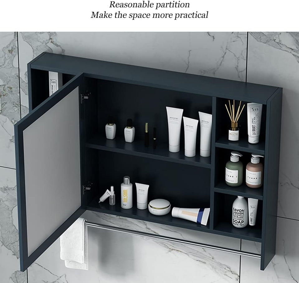 Space Aluminum Mirror Cabinet Wall-Mounted Storage Cabinet Separate Bathroom Mirror Cabinet Bathroom Mirror Makeup Mirror Box