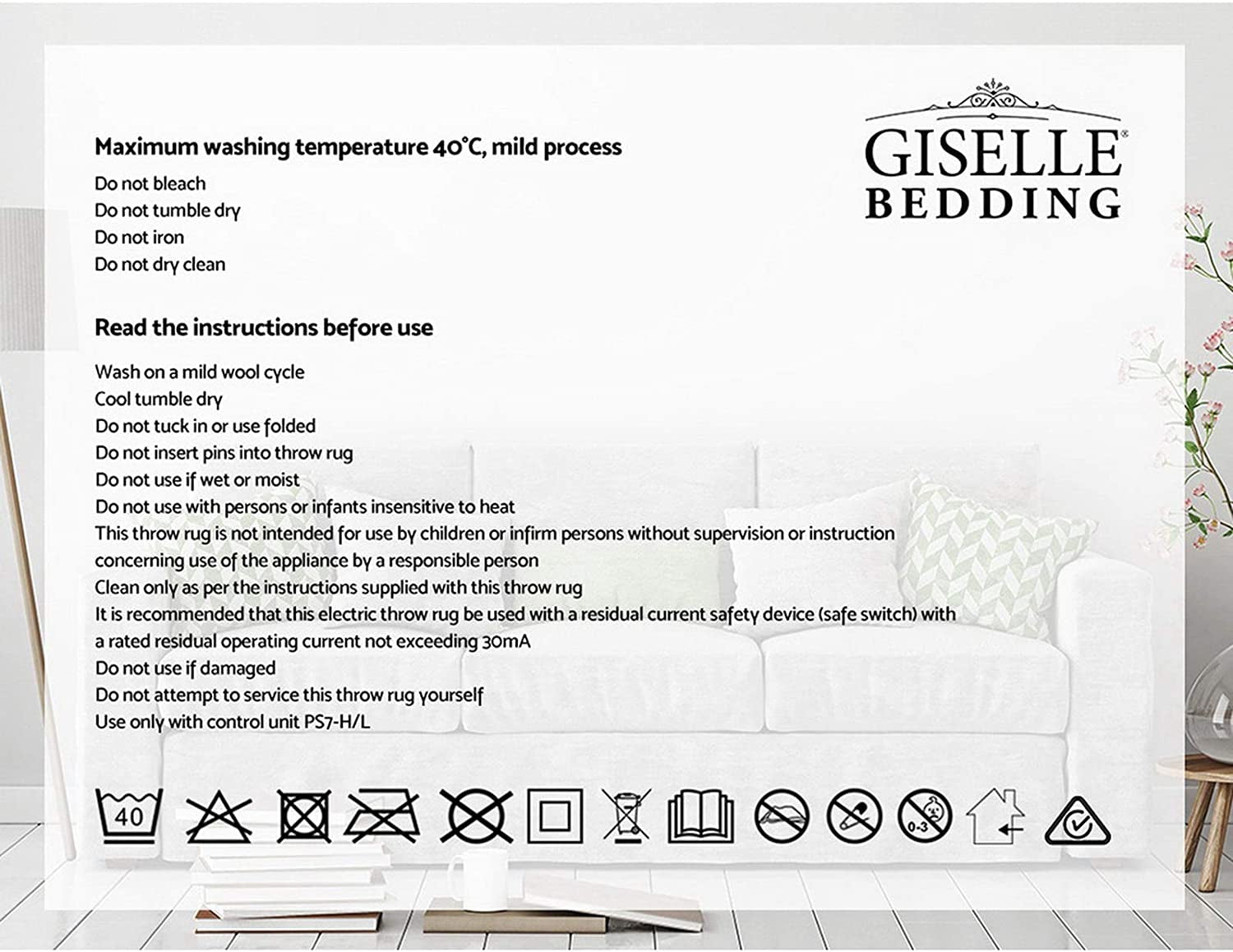 Washable Heated Electric Throw Rug Blanket Fleece Remote Control Timer 9 Heat Settings Sofa Lounge Living Room Office Winter Charcoal