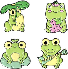 Load image into Gallery viewer, Cute Frog Enamel Brooch Pin Set Cartoon Animal Pins Creative Lapel Pins Frog Enamel Pin Brooch for Backpacks Hats Bags
