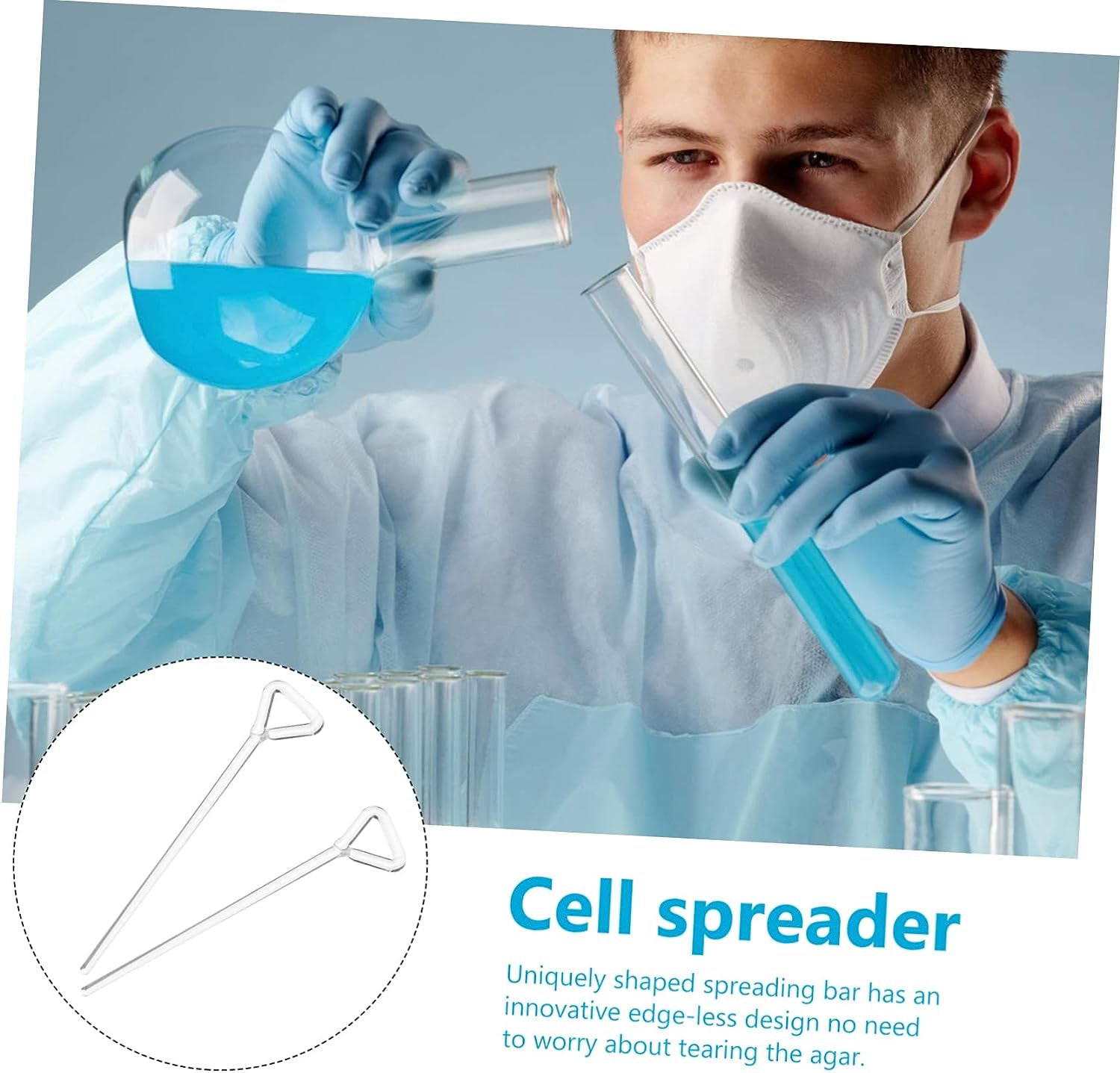 2Pcs Diffuser Cell Spreader Bars Cell Spreading Bar Science Experiment Kit Chemistry Glass Stick Cell Spreaders Glass Boom Transparent Triangle Cell Spreader