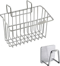 Load image into Gallery viewer, Sink Caddy with Self-Adhesive Sponge and Soap Holder, Kitchen Sink Rack, Stainless Steel Hanging In-Sink Caddy, Kitchen Sink Storage Organizer Basket and Sink Draining Towel Rack
