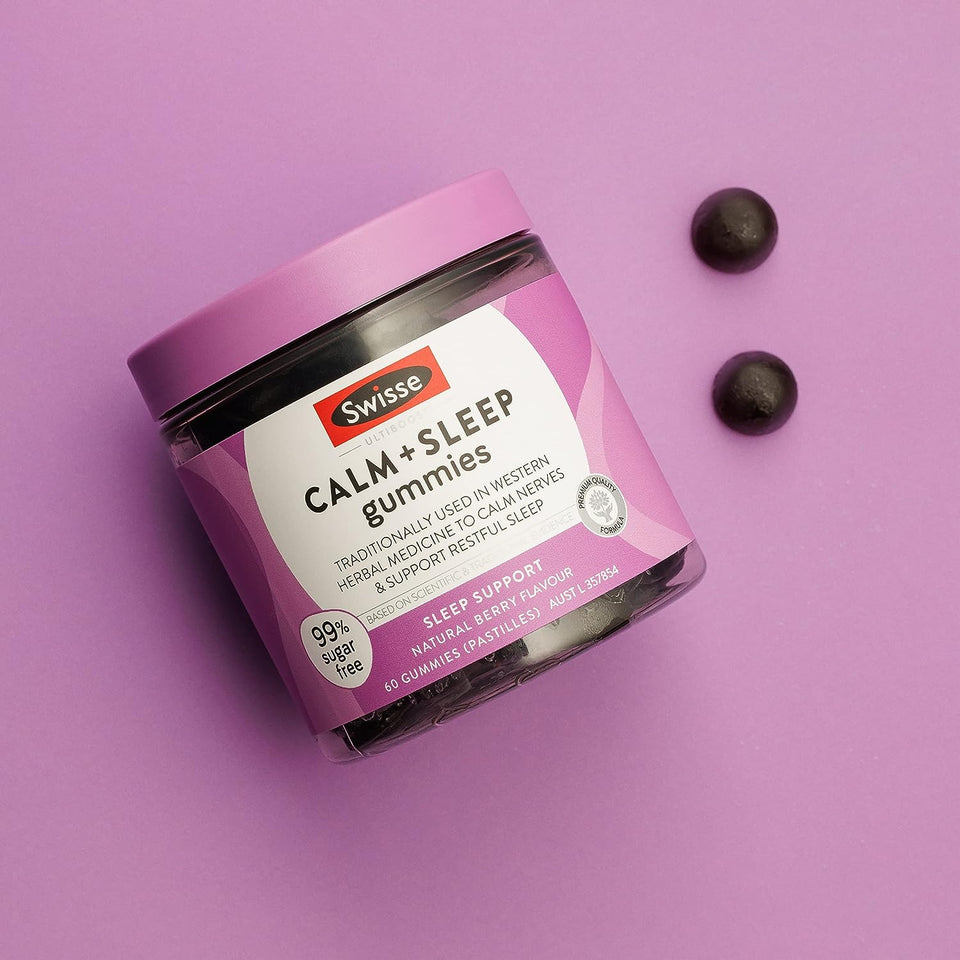 Swisse Ultiboost Calm + Sleep Gummies | Assists the Body in Coping with Stress | 60 Pack