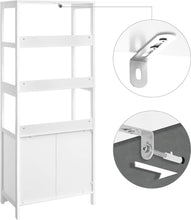 Load image into Gallery viewer, Bathroom Storage Cabinet, Tall Cabinet, Free Standing Bookshelf, with 3 Open Shelves, 1 Drawer and 1 Cupboard, 60 X 32.5 X 154 Cm, for Entryway, Kitchen, Study Room, White BBC67WT
