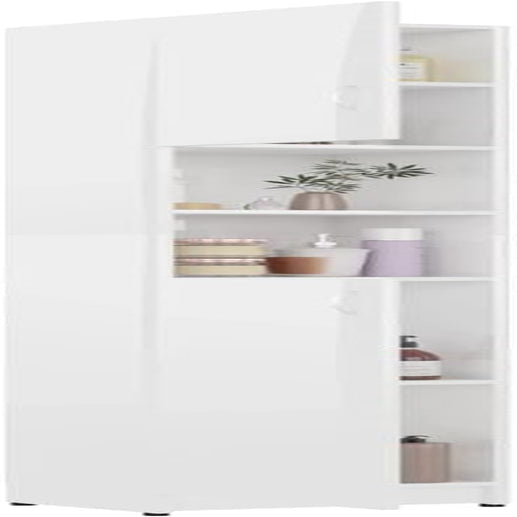 Bathroom Cabinet Home Laundry Room Rack Washroom Organiser Cupboard Storage Cabinet Furniture High Gloss White Engineered Wood