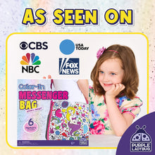 Load image into Gallery viewer, Decorate Your Own Messenger Bag for Girls! Color Your Own Bag for Kids with Vibrant Markers plus a Bonus Pencil Case! Fun DIY Coloring Arts and Crafts Set, Great for School &amp; Travel, Unique Girl Gifts
