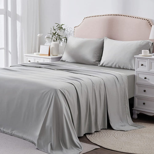4 Piece Super King Bed Sheet Set-2000Tc Bedding Sheets & Pillowcases -Breathable Bedding - Wrinkle, Fade, Stain Resistant-Deep Pocket Flat Fitted Bed Sheet Set (Silver Gray, Super King)