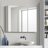 Welba Bathroom Cabinet with Mirror Adjustable Shelves Cupboard Shower Mirror Cabinet Wall Mount Storage Cabinet 90 X 72Cm
