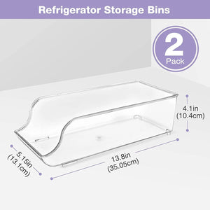 [2 Pack] Refrigerator Organizer Bins Can Dispenser Storage Holder, Soda Beverage Canned Food Container Bin Clear Plastic Pantry Storage Rack for Fridge Pantry Kitchen Countertops Cabinets