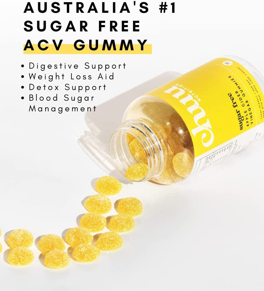 Sugar Free Apple Cider Vinegar Gummies with the Mother | Vegan, Gluten-Free | Detox, Digestion and Health Support | 60 Count