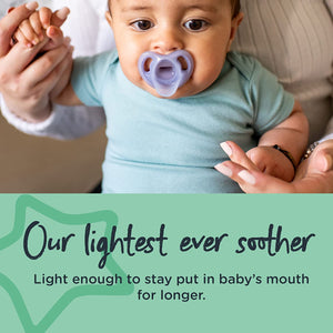 Ultra-Light Silicone Soother, Symmetrical Orthodontic Design, Bpa-Free, One-Piece Design, 0-6 Months, Pack of 2 Dummies, Assorted Colours, Colours & Designs May Vary