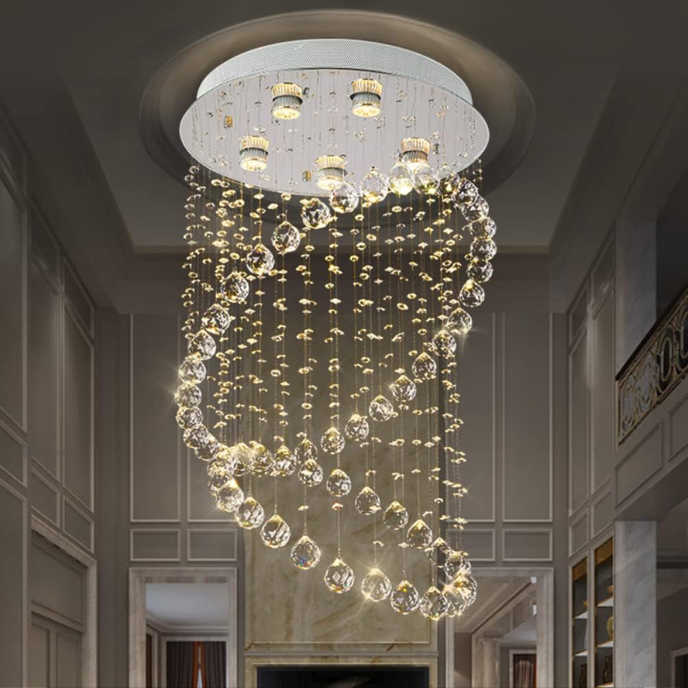 Modern Simple Crystal Chandelier Circular Creative Living Room Lamp Dining Room Lamp Aisle Lamp Crystal Lighting (D19.7 Inch-Warm Light)