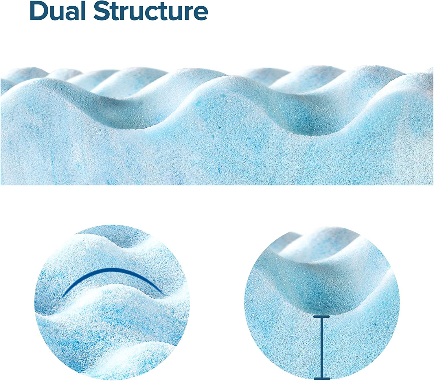 Swirl Cool Gel Convoluted Memory Foam Air Flow Mattress Topper Protector 4Cm - Queen Size