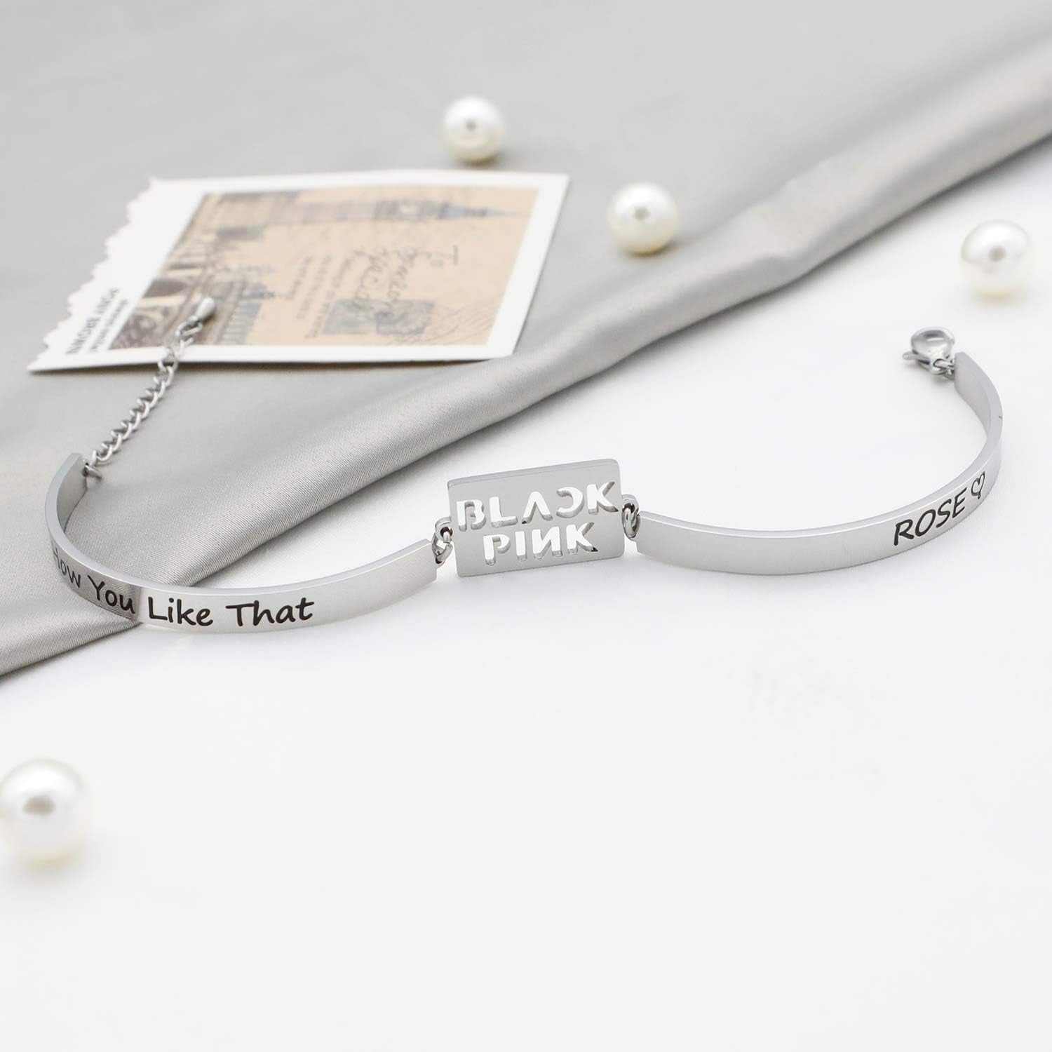 Kpop Blackp Group Gifts Blackp Necklace How You like That Jennie Lisa Jisoo Rose Bracelet for Blackp Lover Blackp Fans