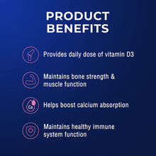 Load image into Gallery viewer, Vitamin D 1000IU - D3 for Bone Health + Immune Support, 250 Capsules
