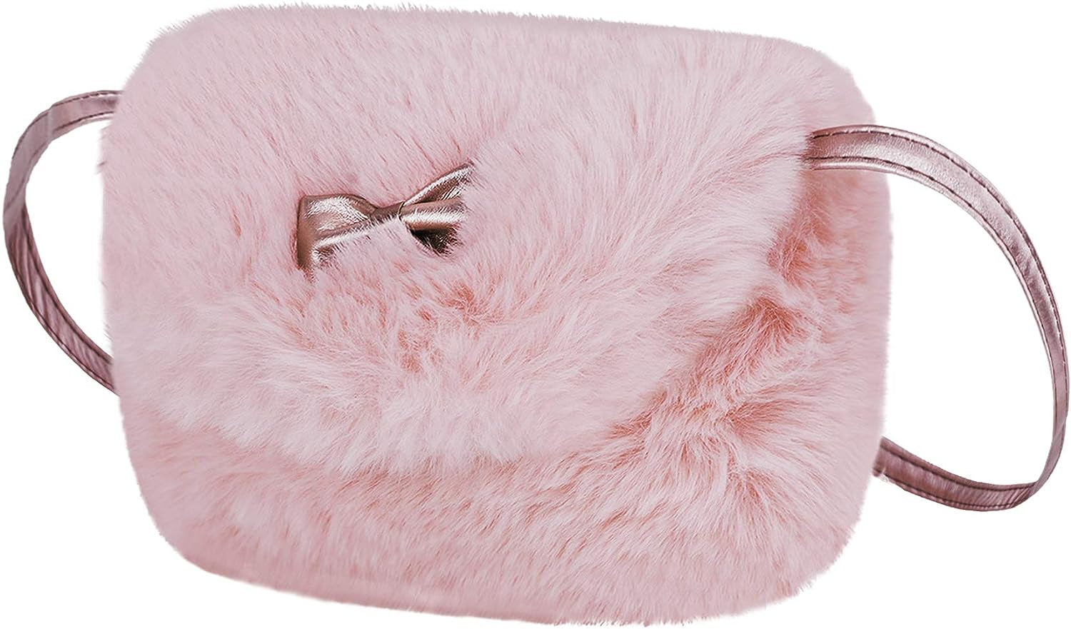 Kids Girls Toddlers Hairy Mini Shoulder Bags Messenger Bags Small Purse Cross Body Handbag for 1-5 Yrs
