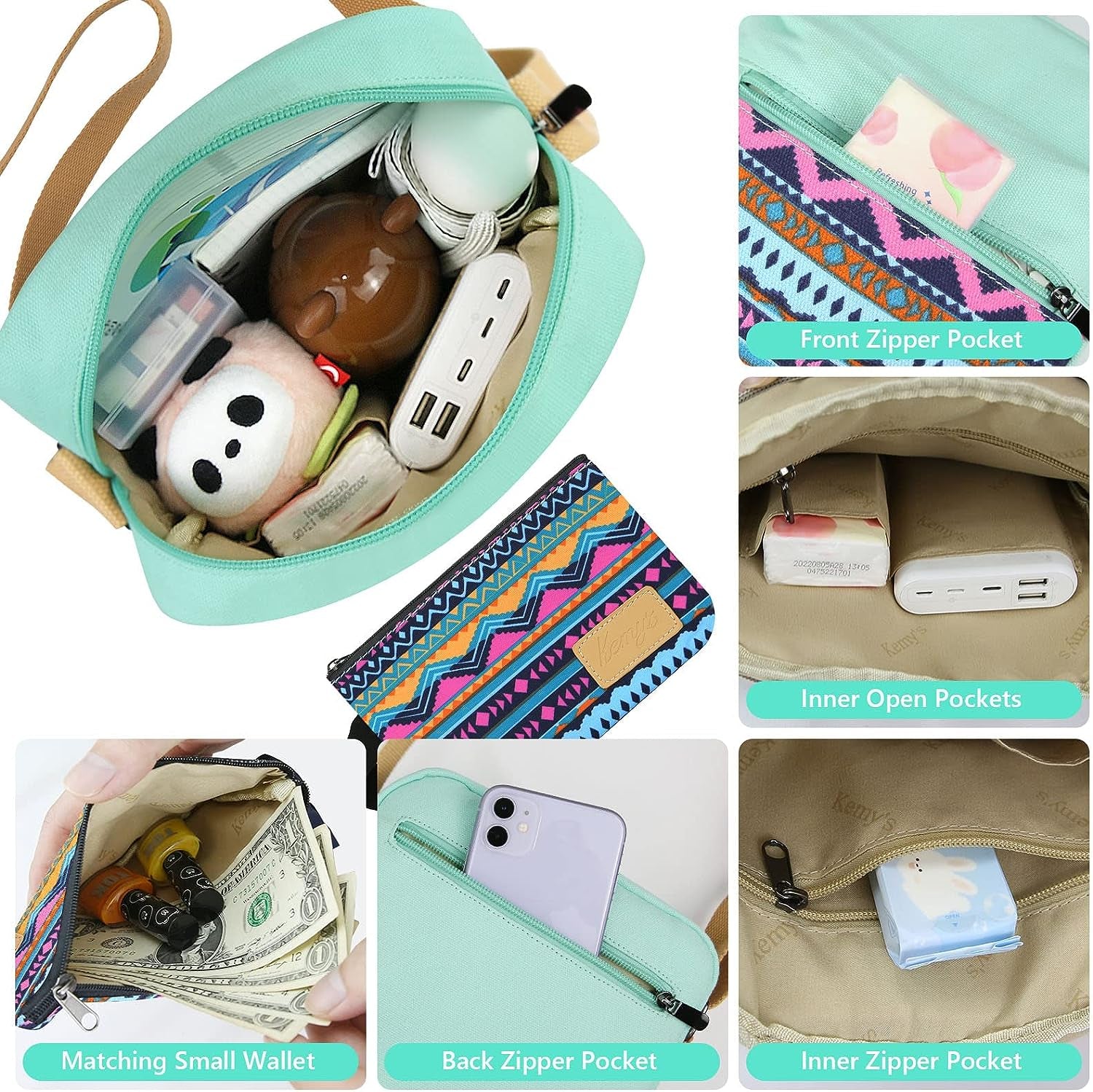 Small Crossbody Purse Printed Messenger Bag Travel Shoulder Bag for Girls and Women