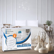 Load image into Gallery viewer, Waterproof Pillow Protector Zippered (4 Pack) King – Bed Bug Proof Pillow Encasement 20 X 38 Inches
