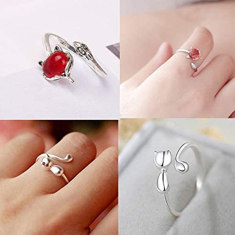 20 Pcs Open Rings Frog Leaf Chain Adjustable Ring for Women Men Girls Punk Vintage Stackable Ring Sets