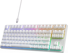 Load image into Gallery viewer, RK87 80% Mechanical Keyboard with USB Hub, 2.4G/Bt5.0/Wired, Wireless Bluetooth Mechanical Keyboard 87 Keys, RGB Hot Swappable Gaming Keyboard with Software, Brown Switch, White
