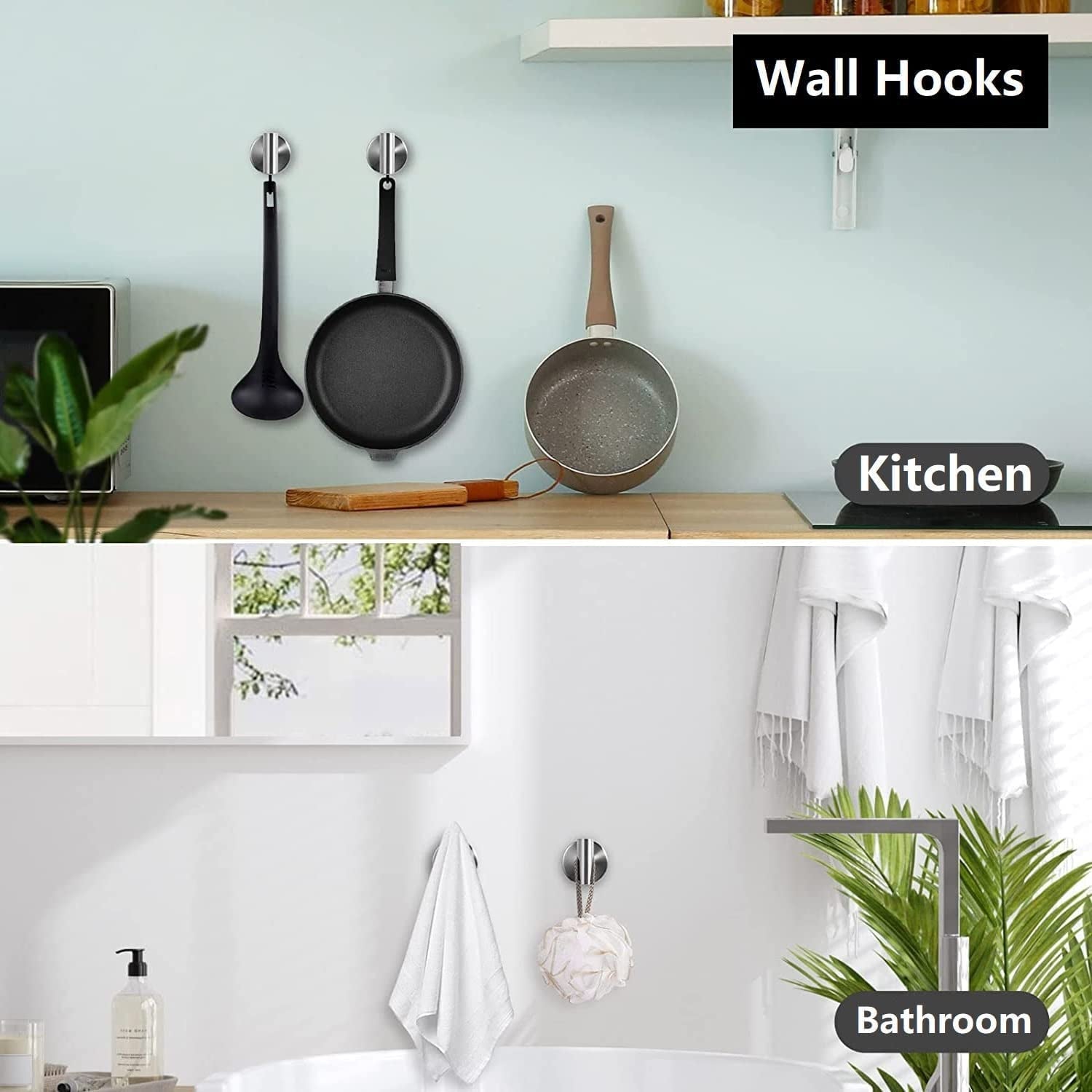 [6 Pack] Bathroom Hardware Set, Heavy Duty SUS 304 Stainless Steel Bath Accessories Set Wall Mount Towel Bar Set, Includes 16/24" Towel Bar,Toilet Paper Holder,Towel Ring, 2 Hooks