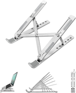 Laptop Stand for Desk, Aluminum Portable Computer Stand Holder, Ergonomic Aluminum Laptop Mount Stand Compatible with Macbook, Dell, Lenovo More 10-15.6'' Laptops (Silver)