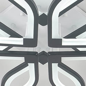 Dimmable LED Ceiling Lights,104W Modern Two Layers LED Chandelier,Acrylic Ceiling Lamp Fixture with 8 Rings for Bedroom Dining Room Kitchen,3000-6500K/Black