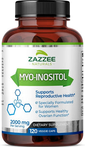 Myo-Inositol 120 Veggie Capsules, 2000 Mg per Serving, 100% Pure, Pharmaceutical Grade, Vegan, Non-Gmo and All Natural