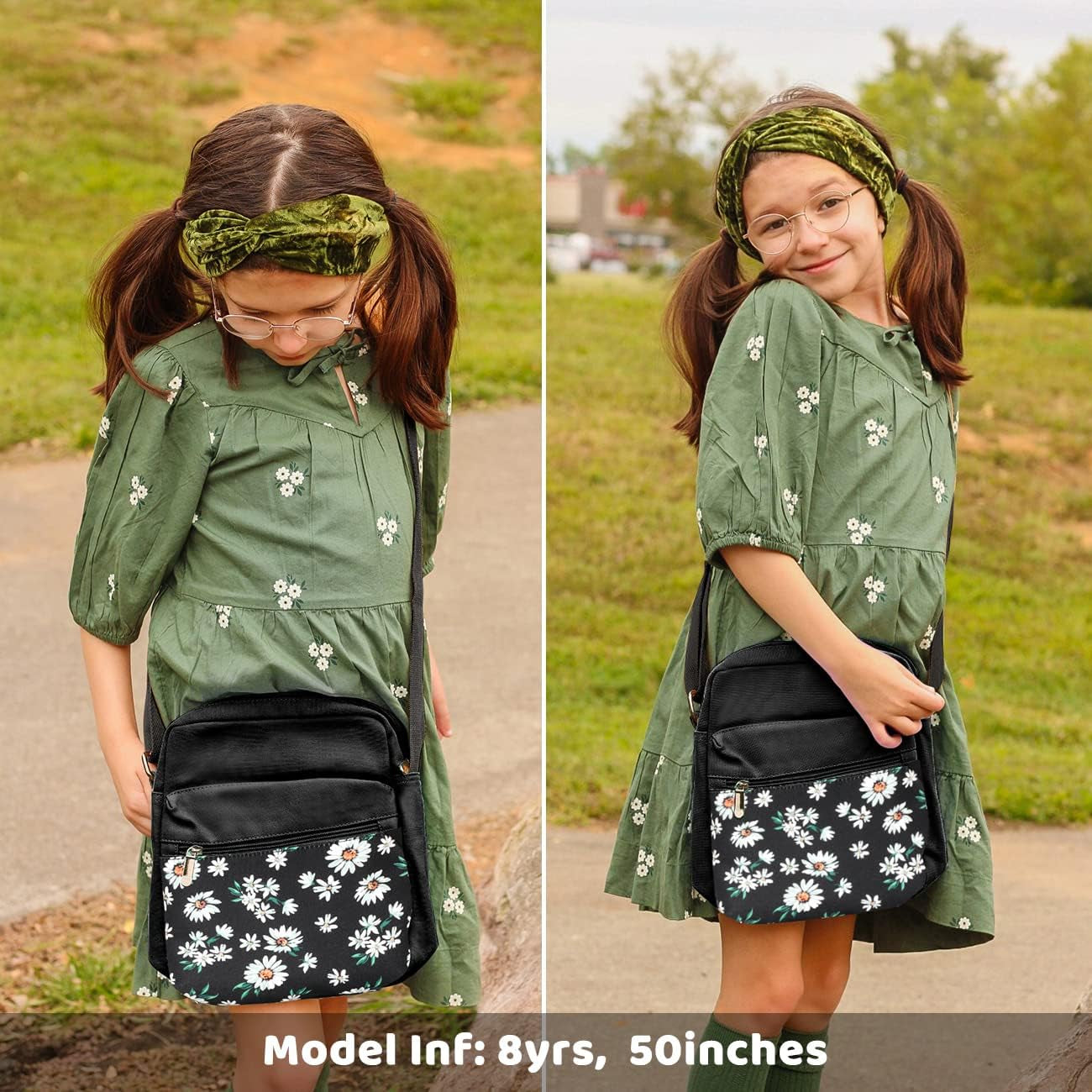 Small Crossbody Purse for Teen Girls and Women, Daisy-Black, Small