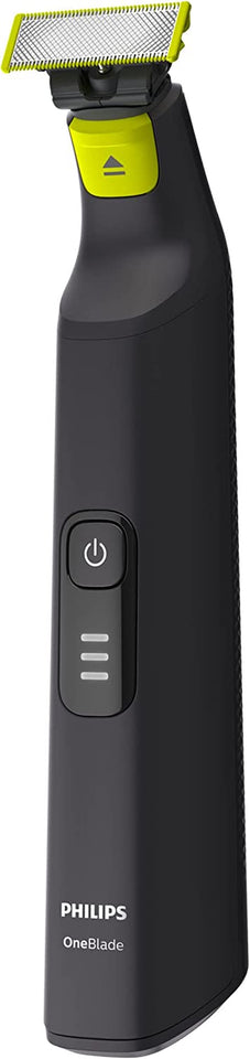 Oneblade Pro Face Shaver Trimmer with Rechargeable 90Min Li-Ion Battery, 1 Hour Charge Time, 14-Length Precision Comb and LED Digital Display, Chrome, QP6530/15