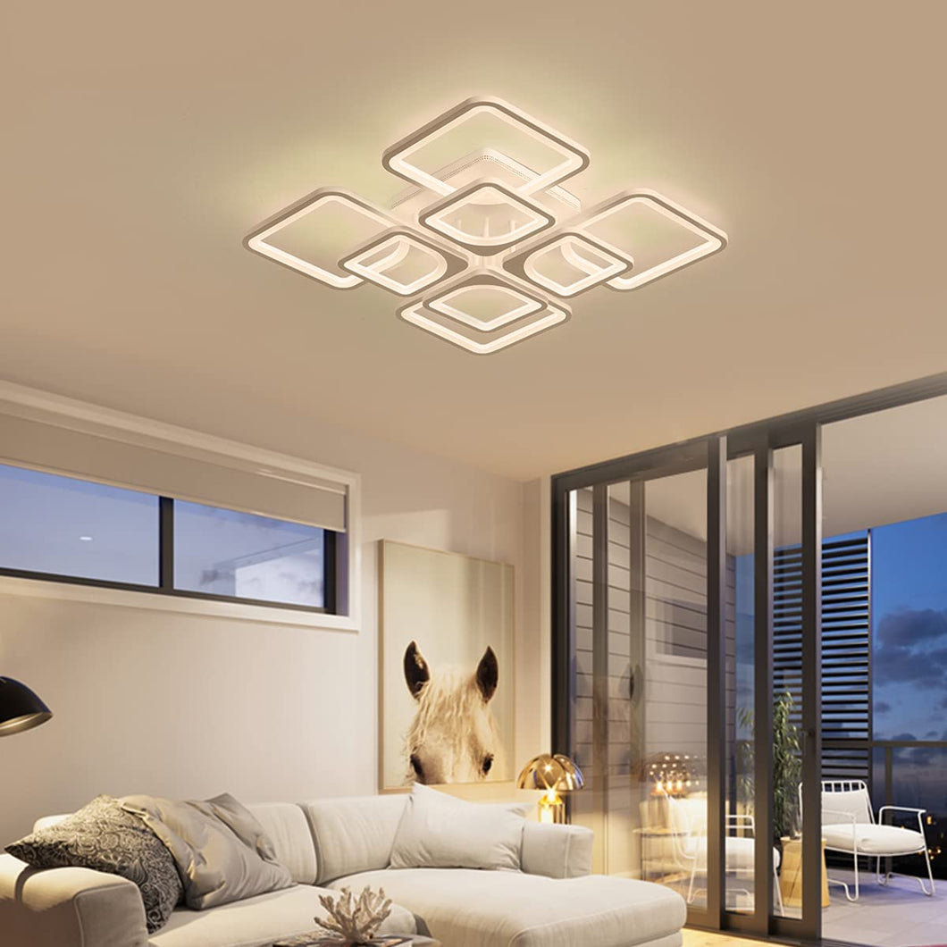 Modern LED Ceiling Light, Dimmable Flush Mount Ceiling Lights Fixture with Remote Control, 23.6