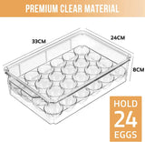 Clear Egg Holder for Refrigerator - Stackable Egg Storage Container with Lid for Fridge Storage, Pantry Organiser, Kitchen Storage & Organisation (24 Eggs)