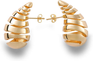 Drop Earrings Spiral Chunky Gold Hoop Earrings Lightweight Dangle Earrings Teardrop Trendy Hypoallergenic Gold Plated Earrings Fashion Jewelry for Women Girls