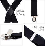 50Mm Extra Wide Heavy Duty 4 Buckles Stripe X Back Durable Elastic Adjustable Suspenders Strong Metal Clips Heavy Duty Men Braces