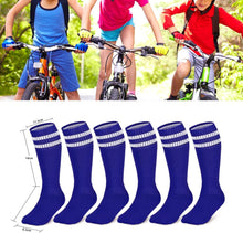 Load image into Gallery viewer, 3 Pairs Kids Knee High Soccer Socks Athletic Sports Team Socks for 7-12 Years Old Youth Boys and Girls (US Size 3-6）
