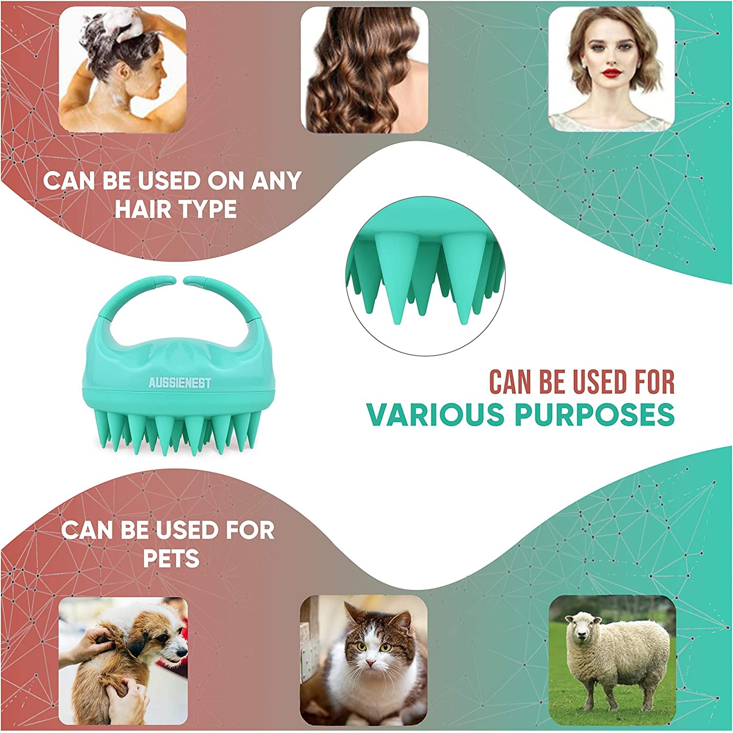 Hair Scalp Massager Shampoo Brush Shower Scrubber, Soft Silicone Bristles for Hair Wash with Body Brush Attachment That Removes Dandruff and Stimulate Hair Growth – Green