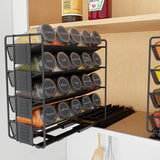 Pull Out Spice Rack Organizer with 20 Jars,Kitchen Organizers Storage for Cabinet, Slide Out Seasoning Kitchen Organizer, 13.5Cm Wide Spice Jars Shelf, 801 Labels and Chalk Marker(Right Facing)