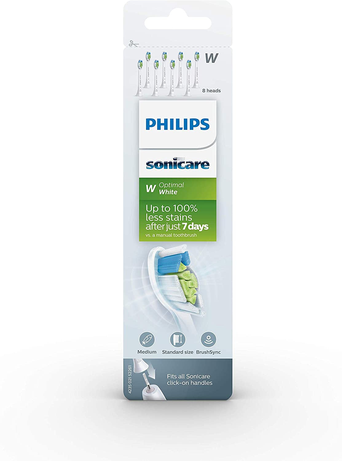 Sonicare Electric Toothbrush Heads - W2 Optimal White Standard (8-Pack), White, HX6068/67