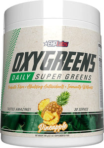 Ehplabs Oxygreens Daily Super Greens Powder - Green Superfood, Spirulina Herbal Supplement with Prebiotic Fibre, Alkalizing Antioxidants & Immunity Wellness, 30 Serves (Pineapple)