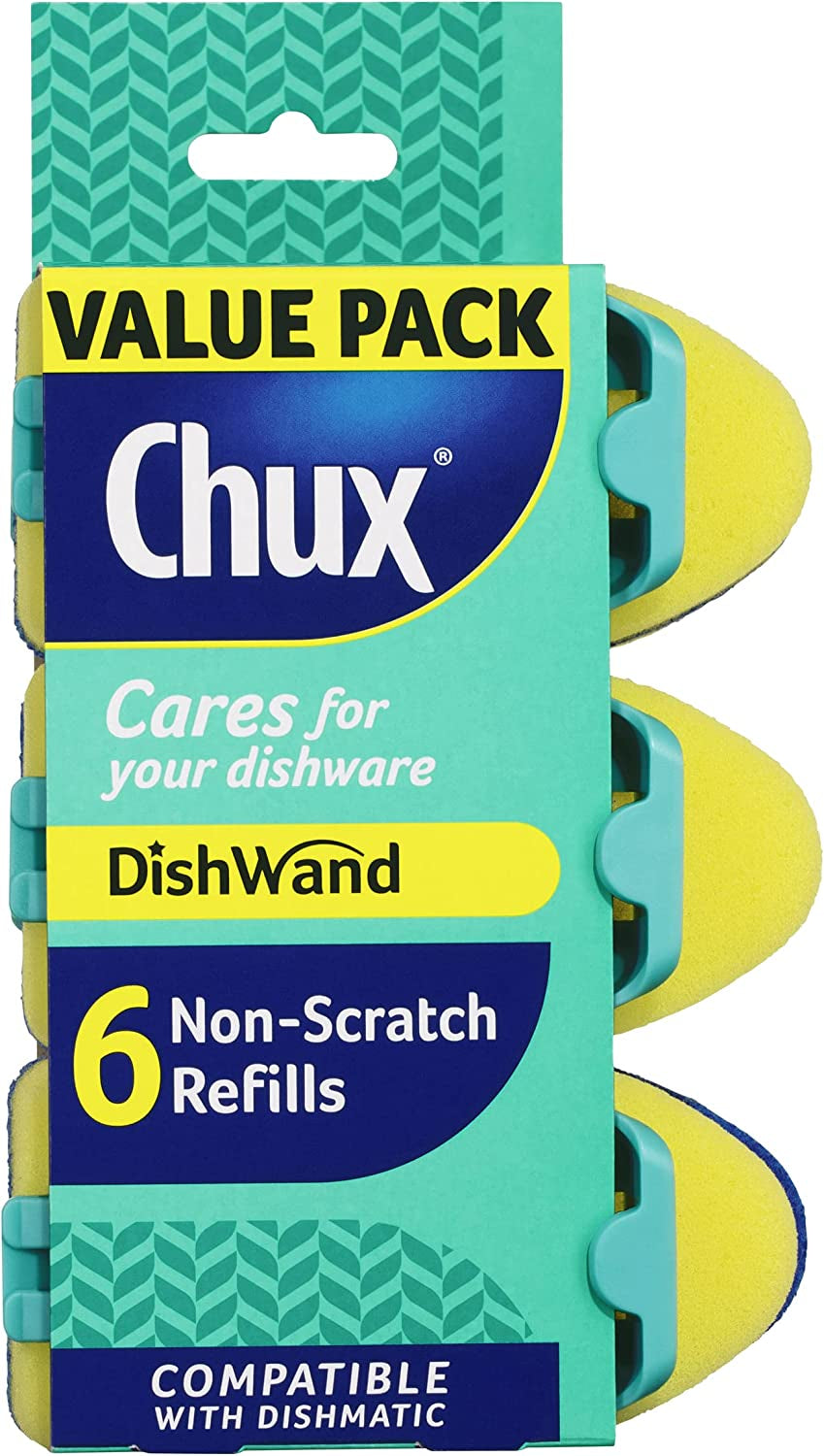 Dishwand Sponge Scourer Refill, Non-Scratch, 6 Count