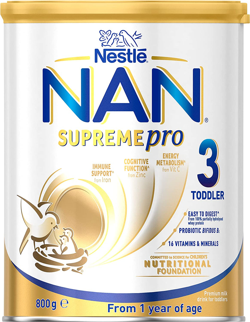 Nestlé NAN Supremepro 3, Premium Toddler 1+ Years Milk Drink Powder – 800G